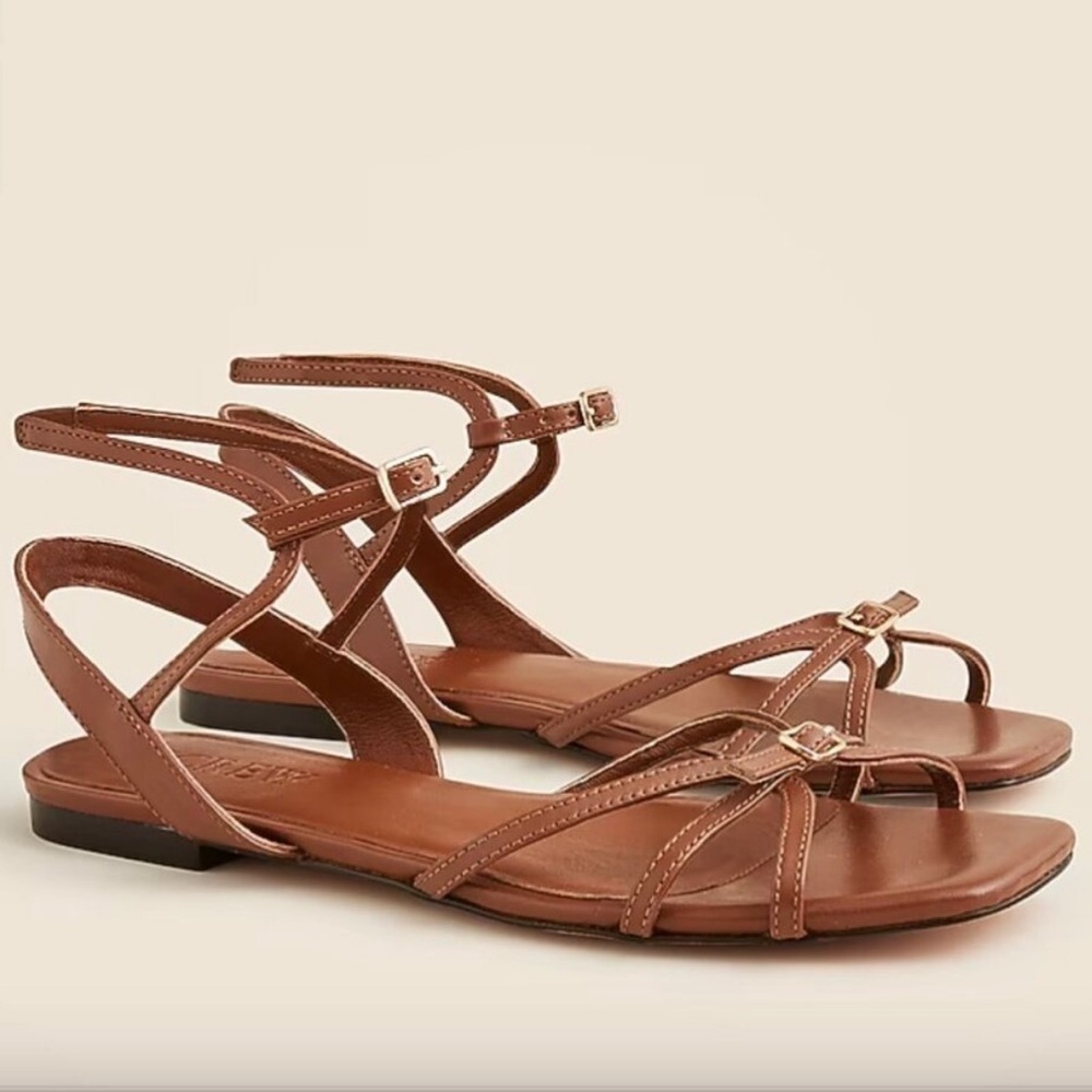 J crew roasted paprika brown New Capri buckle sandals in leather